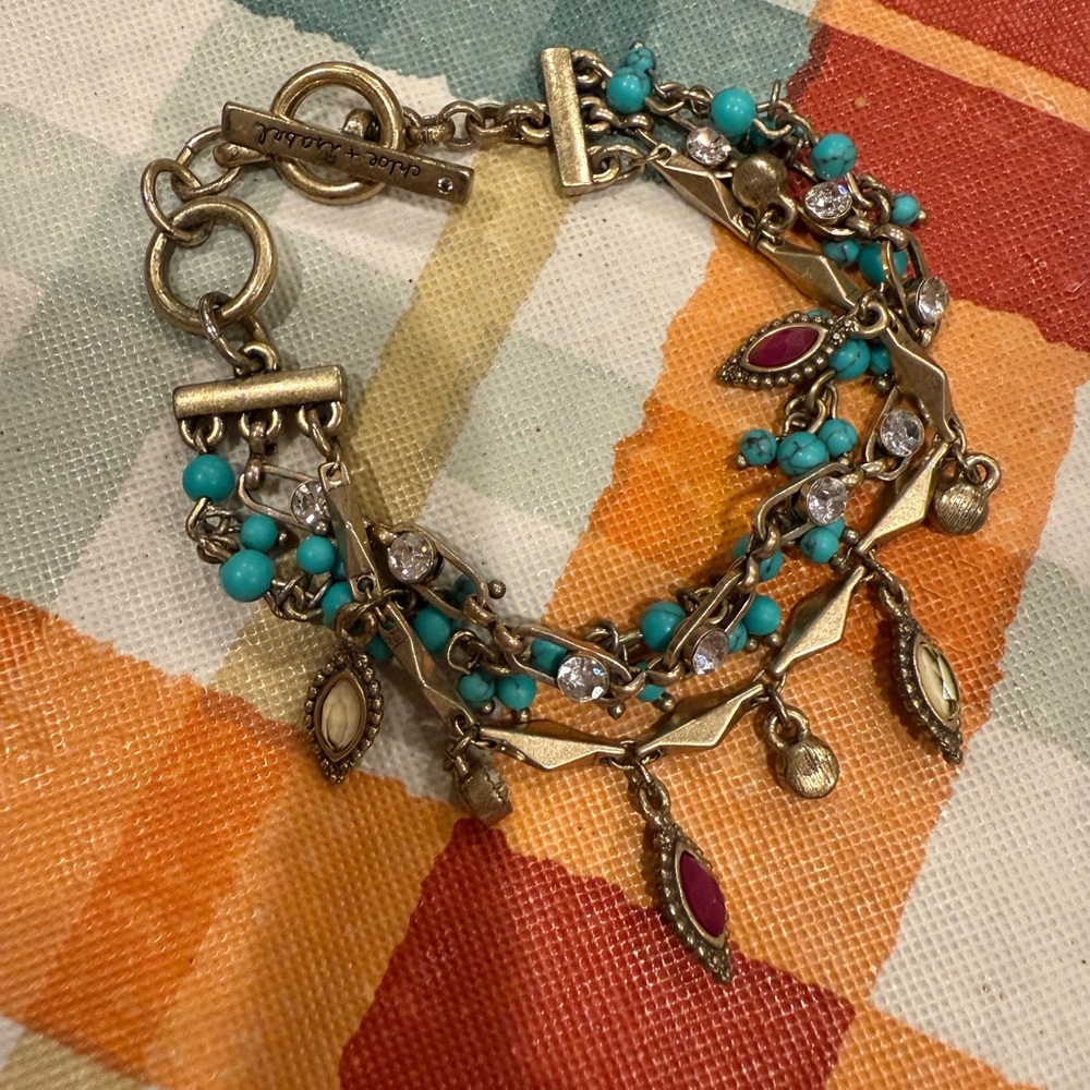 Chloe + Isabel Layered Charm Bracelet | Turquoise Beads - Picture 3 of 7